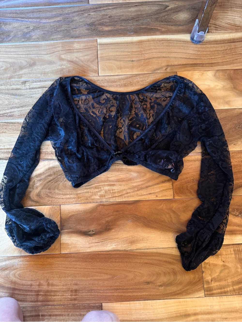Sleevey Wonders Black Lace Long-Sleeve Crop Top